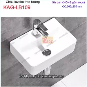 Chậu lavabo vuông nhỏ xinh  treo tường 36x25 cm KAG-LB109
