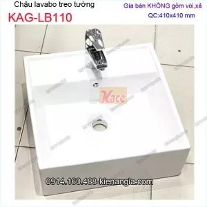 Chậu lavabo vuông 2trong 1 treo tường hay đặt bàn 41x41 cmKAG-LB110