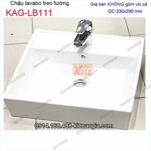 Chậu lavabo vuông 2 trong 1 treo tường hay đặt bàn 33x29 cm KAG-LB111
