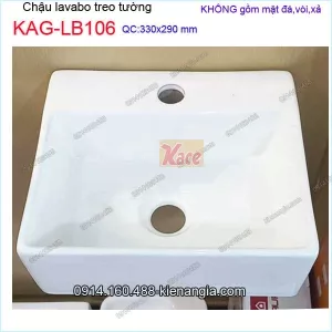 Chậu lavabo vuông 2 trong 1 treo tường hay đặt bàn 33x29 cm KAG-LB106