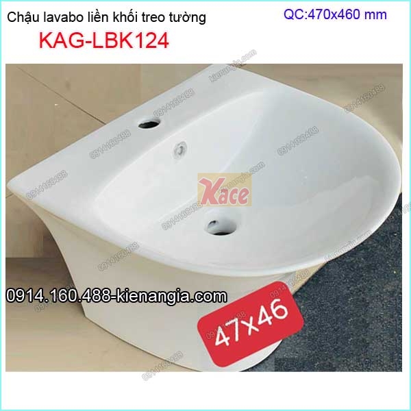 Chậu lavabo liền khối treo tường 47x46 KAG-LBK124