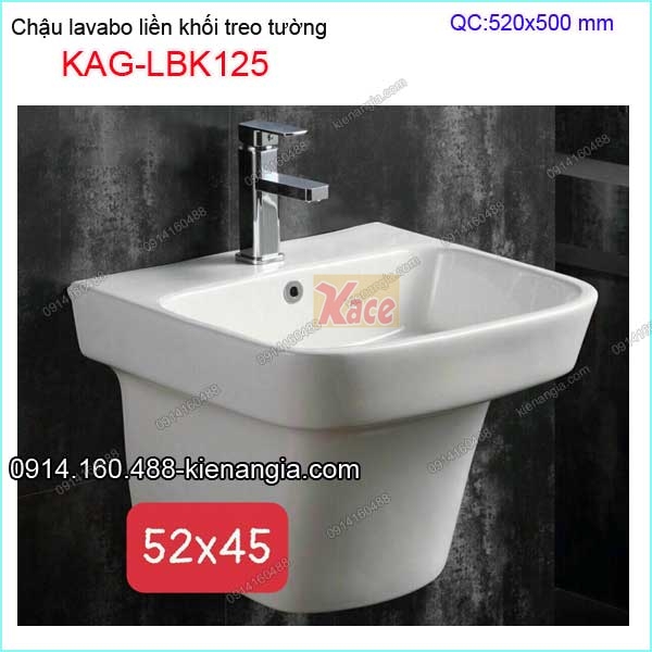 Chậu lavabo liền khối treo tường 52x45 KAG-LBK125