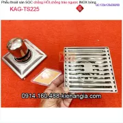 Thoát sàn mặt sọc inox 304 bóng chống hôi trào ngược 12x12xD60D90 KAG-TS225