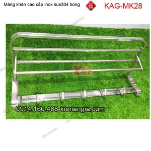 Kệ khăn 2 tầng có móc,kệ đa năng inox KAG-MK28