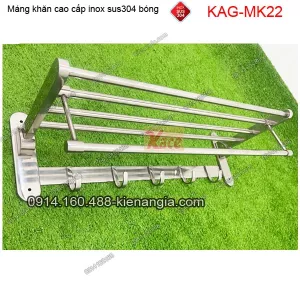 Kệ xếp máng khăn có móc áo SUS 304 KAG-MK22