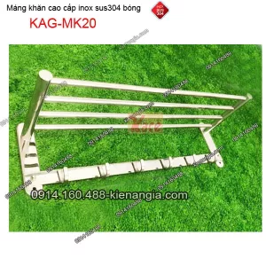 Kệ treo khăn có móc áo phòng tắm kính SUS 304 KAG-MK20