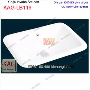 Chậu lavabo âm bàn dương vành 60x40 cm KAG-LB119
