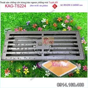 Thoát sàn dài sọc đũa đen 80x200xD60 KAG-TS224