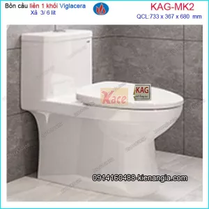 Bồn cầu 1 khối Nano trắng sáng Viglacera chính hãng KAG-MK2