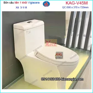Bồn cầu 1 khối Nano trắng sáng Viglacera chính hãng  KAG-V45M