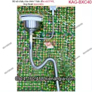 Bộ xả chậu rửa chén 1 hộc D140 ống inox mềm KAG-BXC40