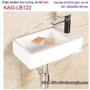 Chậu lavabo y tế treo tường và đặt bàn 45X25cm KAG-LB122