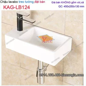 Chậu lavabo y tế treo tường và đặt bàn 45x25cm KAG-LB124