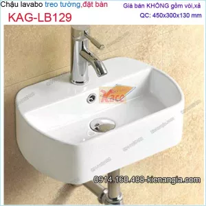 Chậu lavabo treo tường và ĐẶT BÀN 45x30cm KAG-LB129