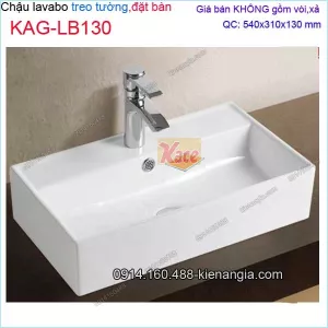 Chậu lavabo treo tường và ĐẶT BÀN 54x31cm KAG-LB130