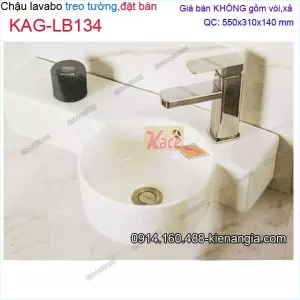 Chậu lavabo ĐỘC ĐÁO treo tường và ĐẶT BÀN 55x31cm KAG-LB134