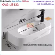 Chậu lavabo ĐỘC ĐÁO treo tường và ĐẶT BÀN 61x28cmKAG-LB133