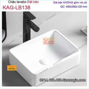 Chậu lavabo chữ nhật đặt bàn 40x30cm KAG-LB138