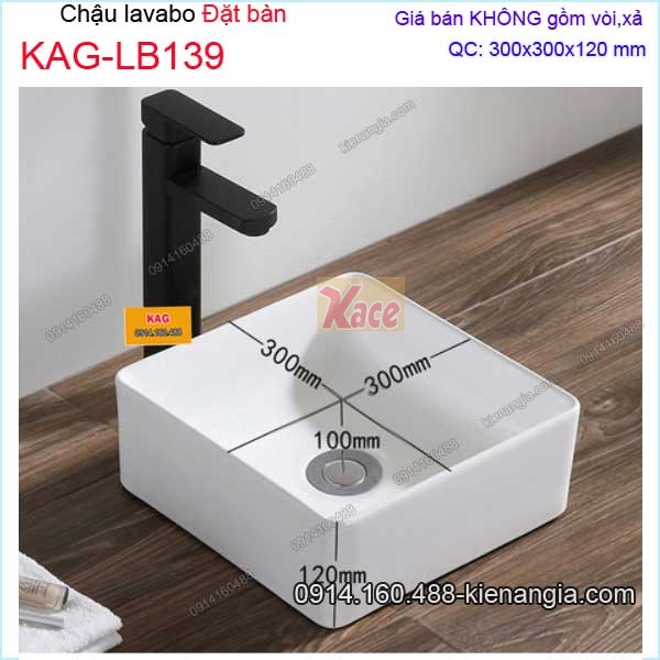 Chậu lavabo vuông đặt bàn  30x30cmKAG-LB139