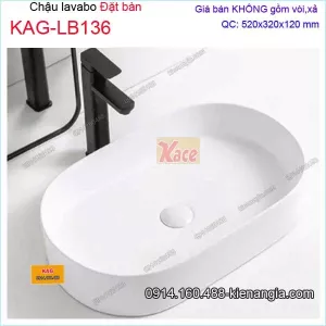 Chậu oval đặt bàn 52x32cm KAG-LB136