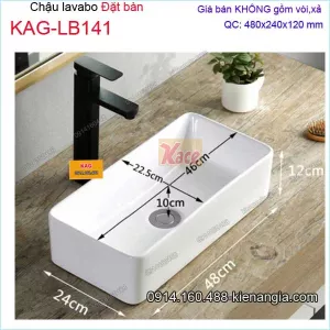 Chậu lavabo chữ nhật đặt bàn 48x24cmKAG-LB141