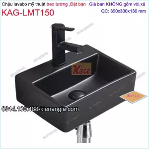 Chậu lavabo ĐEN treo tường,đặt bàn 39x30cm KAG-LMT150