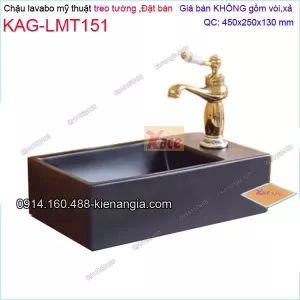 Chậu lavabo ĐEN treo tường,đặt bàn 45x25cm KAG-LMT151