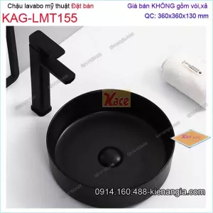 Chậu lavabo tròn màu ĐEN đặt bàn 36x36cm KAG-LMT155