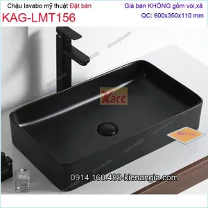 Chậu lavabo ĐEN đặt bàn 60x35cm KAG-LMT156