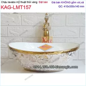 Chậu lavabo hoa văn mỹ thuật đặt bàn 41x33cm KAG-LMT157