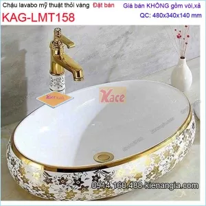 Chậu lavabo hoa văn mỹ thuật đặt bàn  48x34cm KAG-LMT158