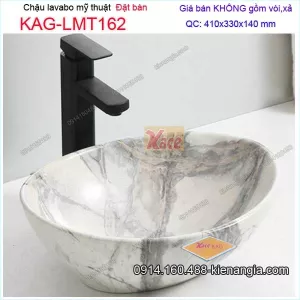 Chậu lavabo vân đá Marble đặt bàn 41x33cm KAG-LMT162