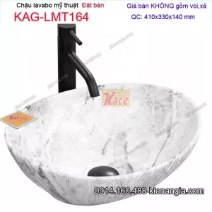 Chậu lavabo vân đá Marble đặt bàn 41x33cm KAG-LMT164
