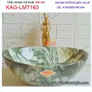 Chậu lavabo vân đá Marble đặt bàn 41x33cm KAG-LMT163