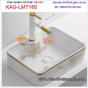 Chậu lavabo hoa văn mỹ thuật đặt bàn  48x37cm KAG-LMT160