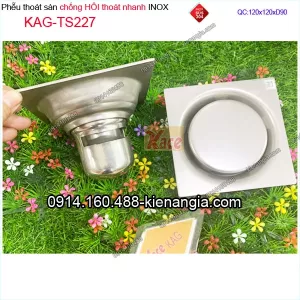 Thoát sàn chống hôi thoát nhanh inox 12x12xd90-KAG-TS227