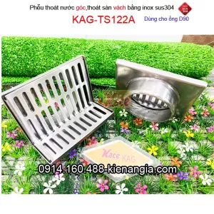 Phễu thoát sàn góc,thoát sàn vách 90+50x125 mm D90 KAG-TS122A