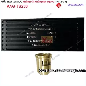 Thoát sàn sọc dài 8x20cm ống D49/60 màu đen KAG-TS230