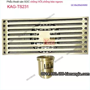 Thoát sàn sọc dài 8x20cm ống D49/60 màu vàng KAG-TS231