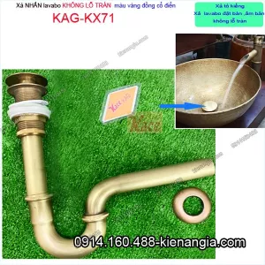 Xả NHẤN lavabo KHÔNG xả tràn Vàng đồng KAG-KX71