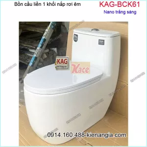 Bồn cầu 1 khối nano trắng sáng KAG-BCK61 Nắp chống trầy xước không ố vàng