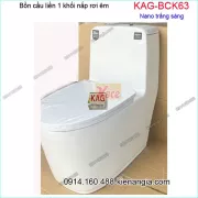Bồn cầu 1 khối nano trắng sáng KAG-BCK63 Nắp chống trầy xước không ố vàng