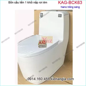 Bồn cầu 1 khối nano trắng sáng KAG-BCK63 Nắp chống trầy xước không ố vàng