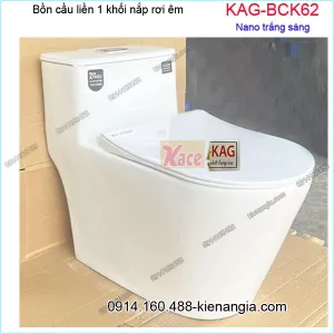 Bồn cầu 1 khối nano trắng sáng KAG-BCK62 Nắp chống trầy xước không ố vàng