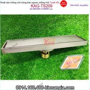 Thoát sàn dài cao cấp 8x30 chống hôi inox sus304 KAG-TS209