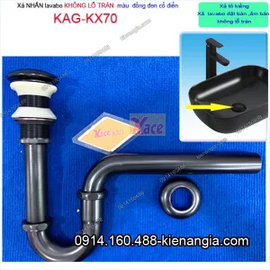 Xả Nhấn đầu đá màu đen  lavabo KHÔNG xả tràn KAG-KX70