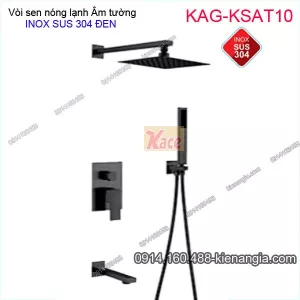 Vòi sen tắm Vuông ÂM tường nóng lạnh INOX SUS304 Nano ĐEN KAG-KSAT10