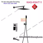 Vòi sen tắm Vuông ÂM tường nóng lạnh INOX SUS304 NANO XÁM KAG-KSAT11