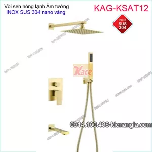 Vòi sen tắm Vuông ÂM tường nóng lạnh INOX SUS304 Nano Vàng KAG-KSAT12