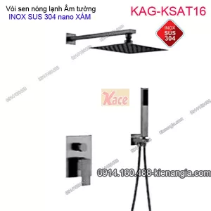 Sen tắm Vuông ÂM tường nóng lạnh INOX SUS304 nano xám KAG-KSAT16
